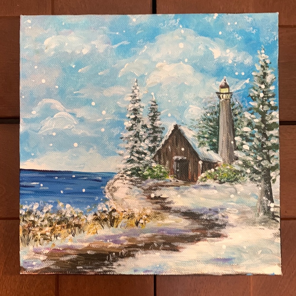 Lighthouse painting standing